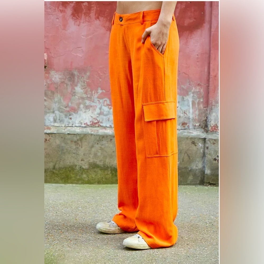 Urban Outfitters Archive Orange Low-rise Cargo Trousers - size small